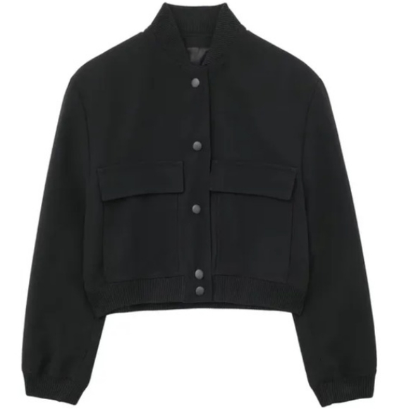 Indefeir bomber black jacket spring vintage solid long sleeves size various - Picture 3 of 8